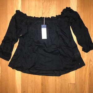 NEW Navy blue Eyelet off the shoulder top